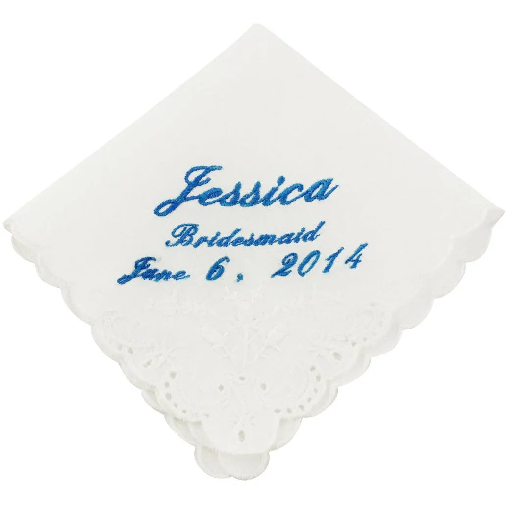 Cursive Custom Bridesmaid Wedding Handkerchief