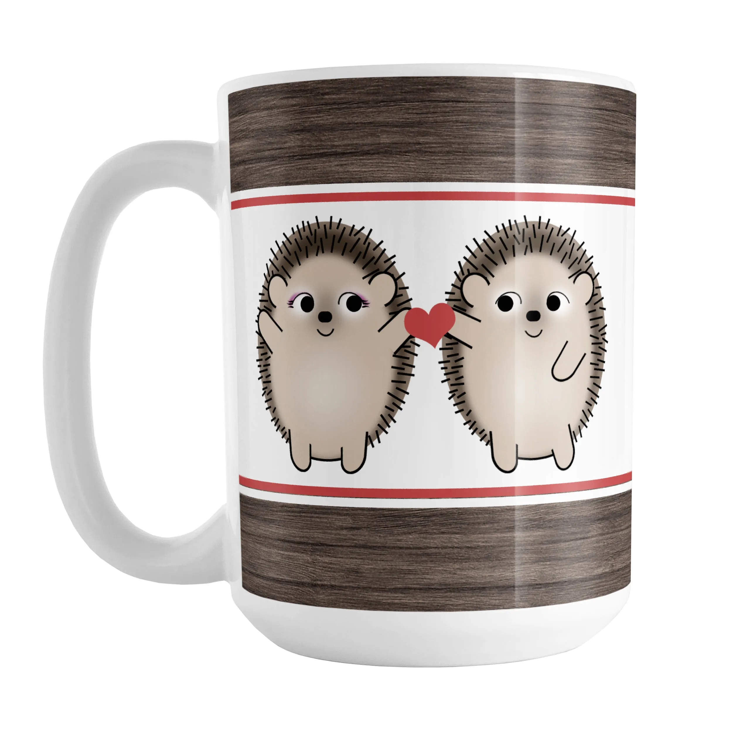 Cute Hedgehogs Holding Red Heart Mug