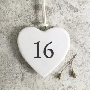 East of India "16" Small Porcelain Heart Decoration