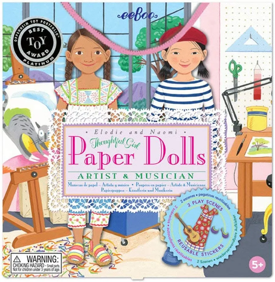 Eeboo Thoughtful Girl Paper Dolls - Artist & Musician