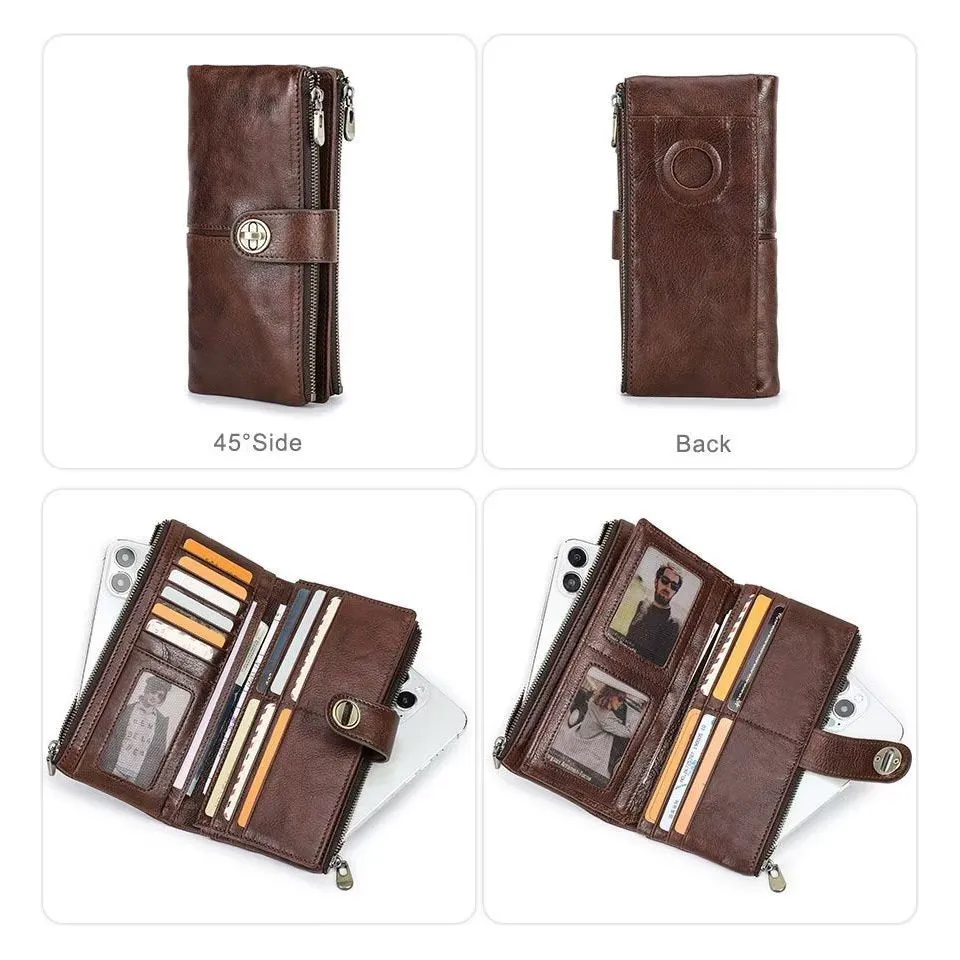 ElegantCow RFID Long Zipper Clutch Wallet