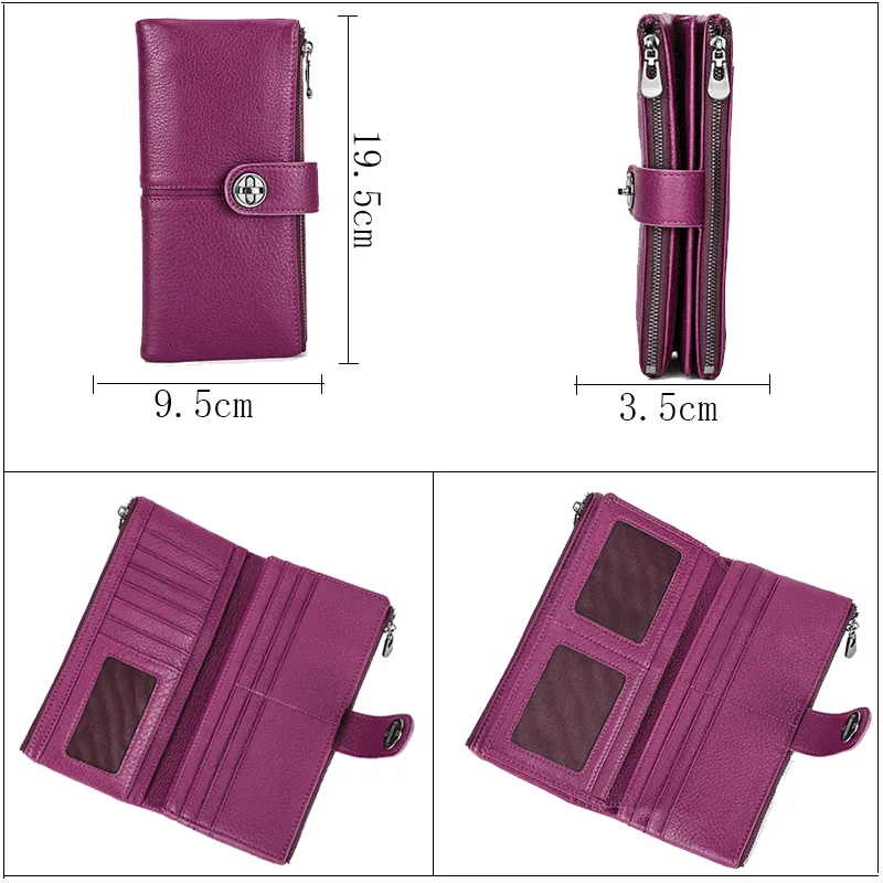 ElegantCow RFID Long Zipper Clutch Wallet