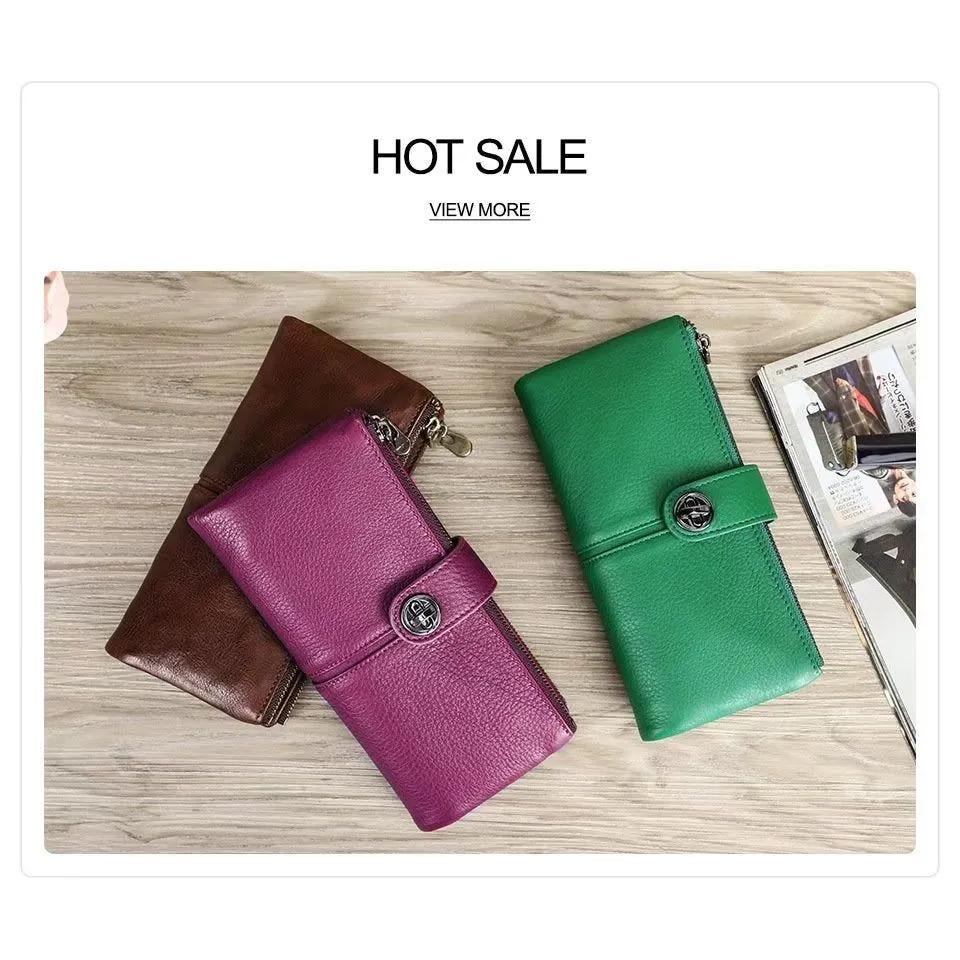 ElegantCow RFID Long Zipper Clutch Wallet