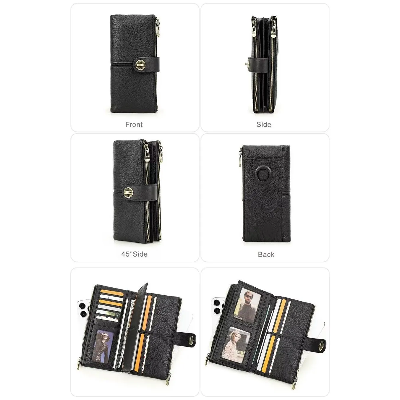 ElegantCow RFID Long Zipper Clutch Wallet