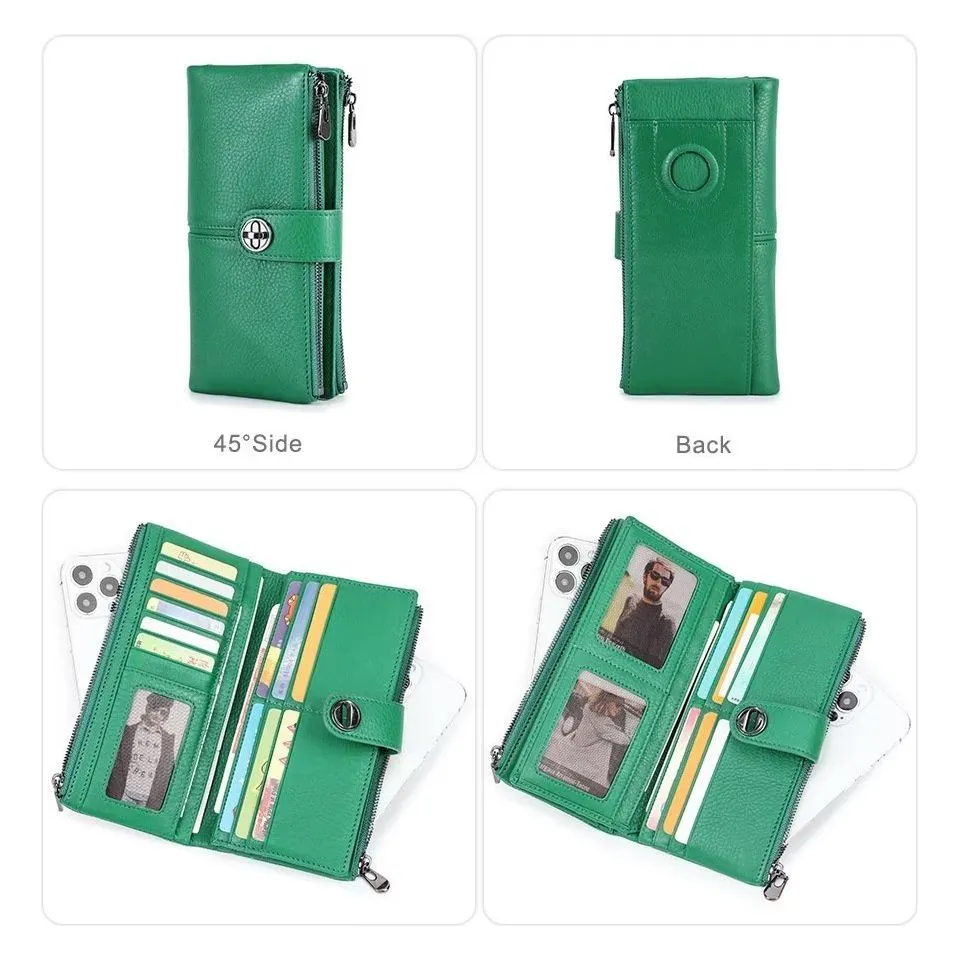 ElegantCow RFID Long Zipper Clutch Wallet