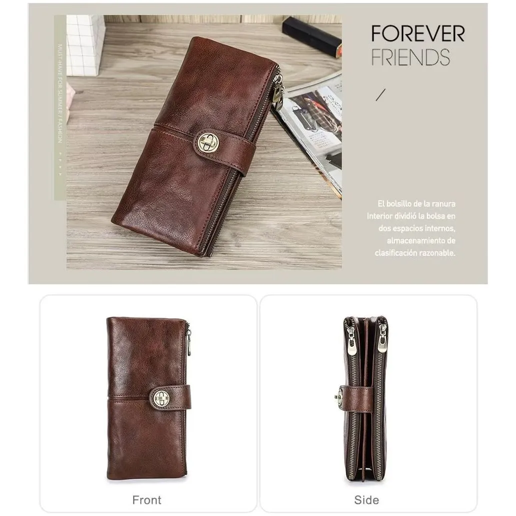 ElegantCow RFID Long Zipper Clutch Wallet