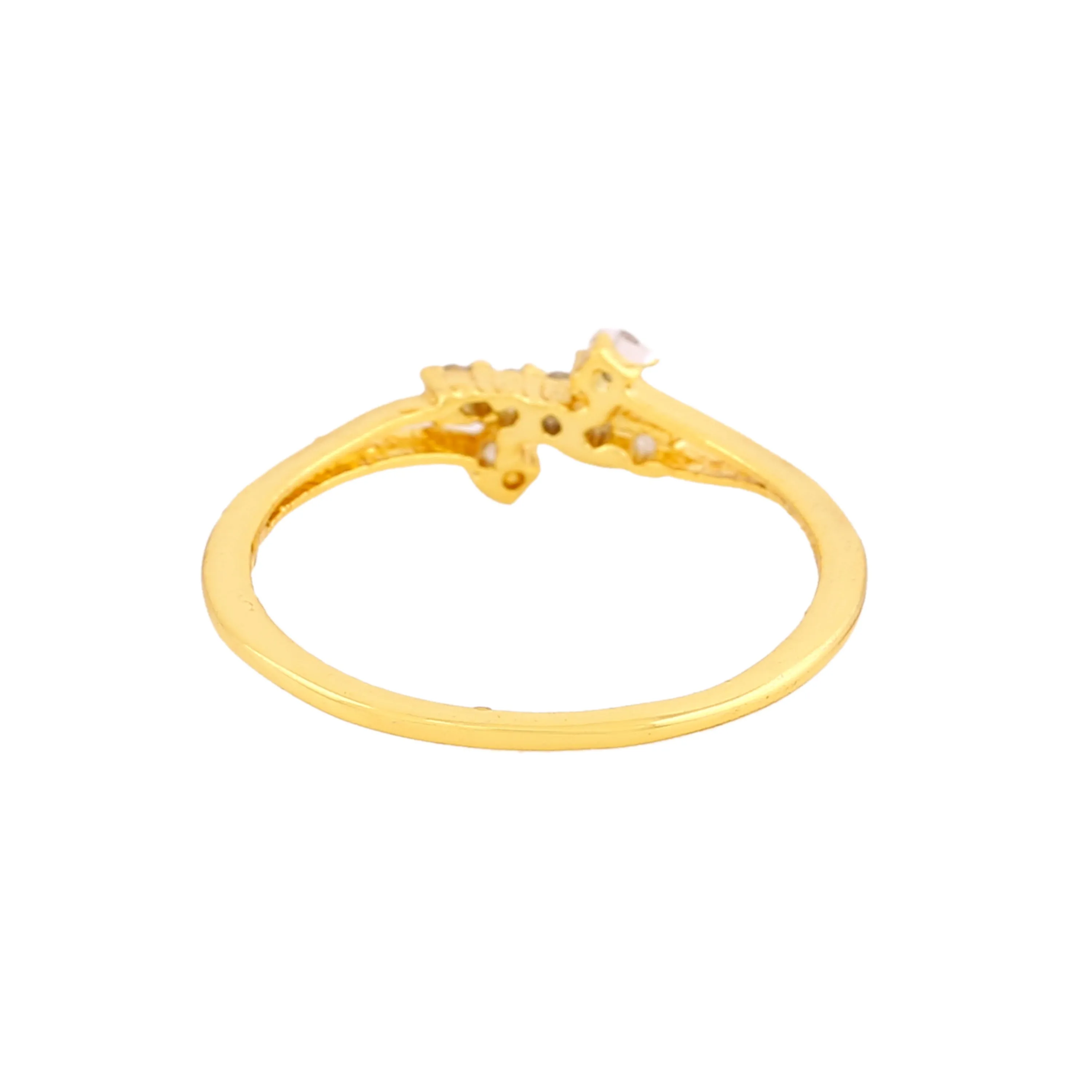 Estele american diamond and gold plated fancy stylish ring for women( non adjustable)