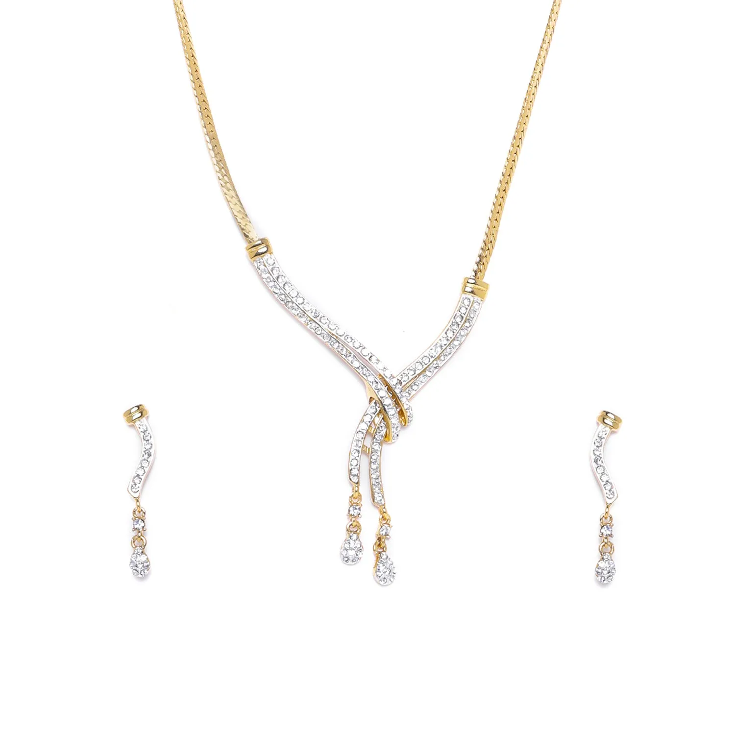 Estele - Stylish Gold and silver plated Classic Medley Necklace Set with Crystals for Women