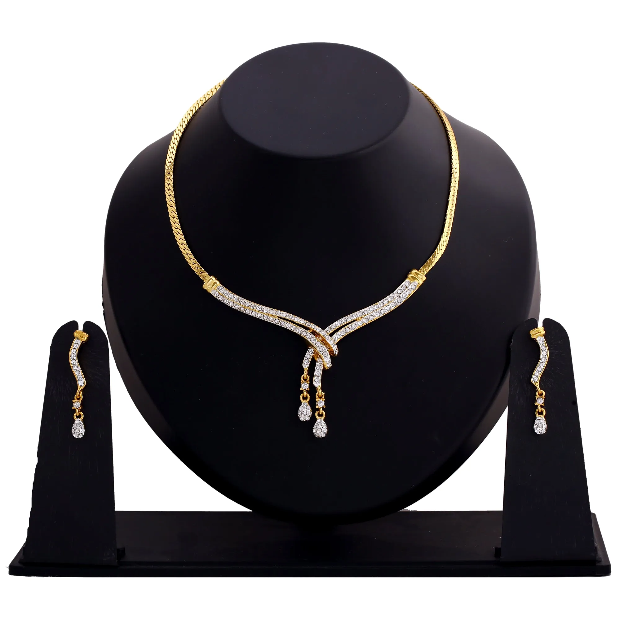 Estele - Stylish Gold and silver plated Classic Medley Necklace Set with Crystals for Women