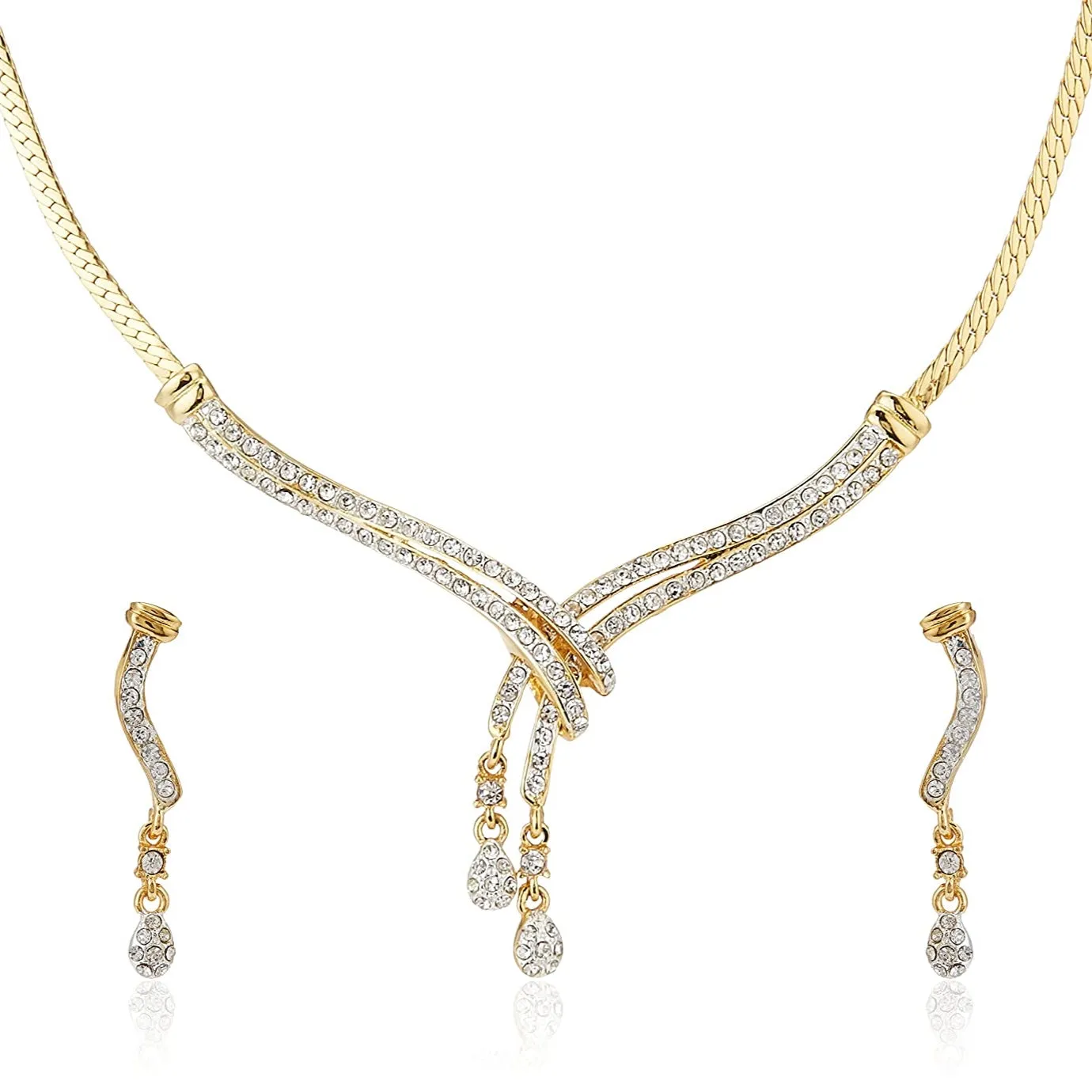 Estele - Stylish Gold and silver plated Classic Medley Necklace Set with Crystals for Women