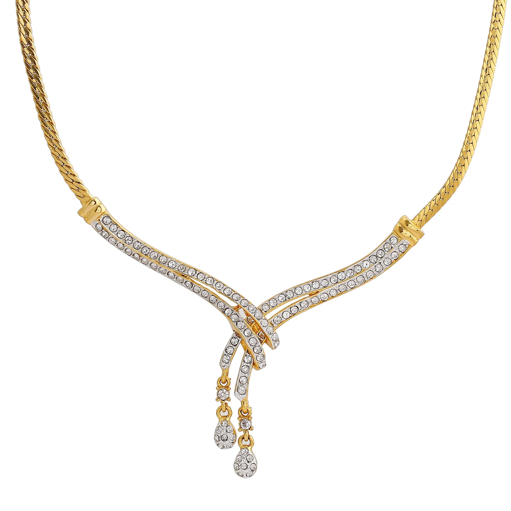 Estele - Stylish Gold and silver plated Classic Medley Necklace Set with Crystals for Women