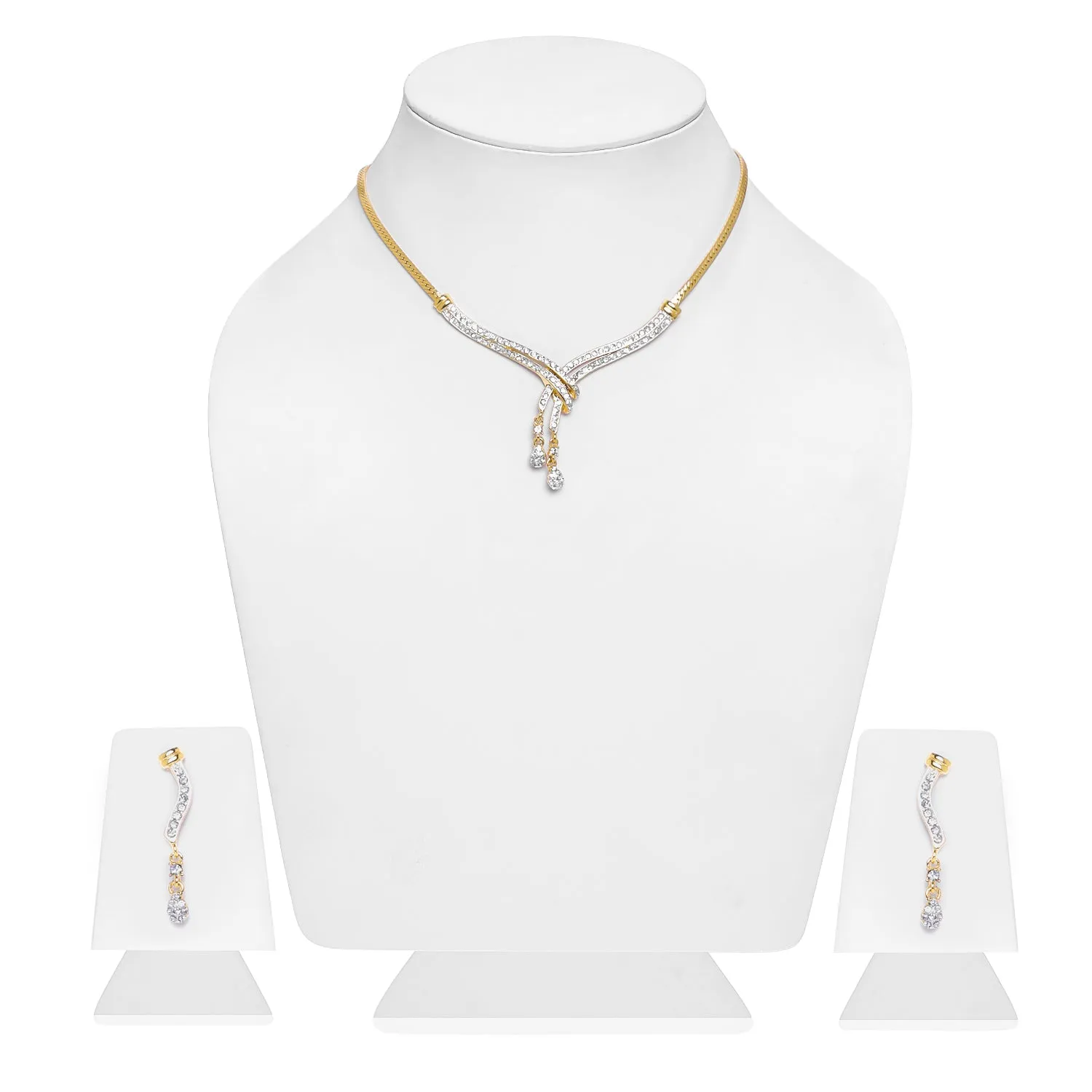 Estele - Stylish Gold and silver plated Classic Medley Necklace Set with Crystals for Women