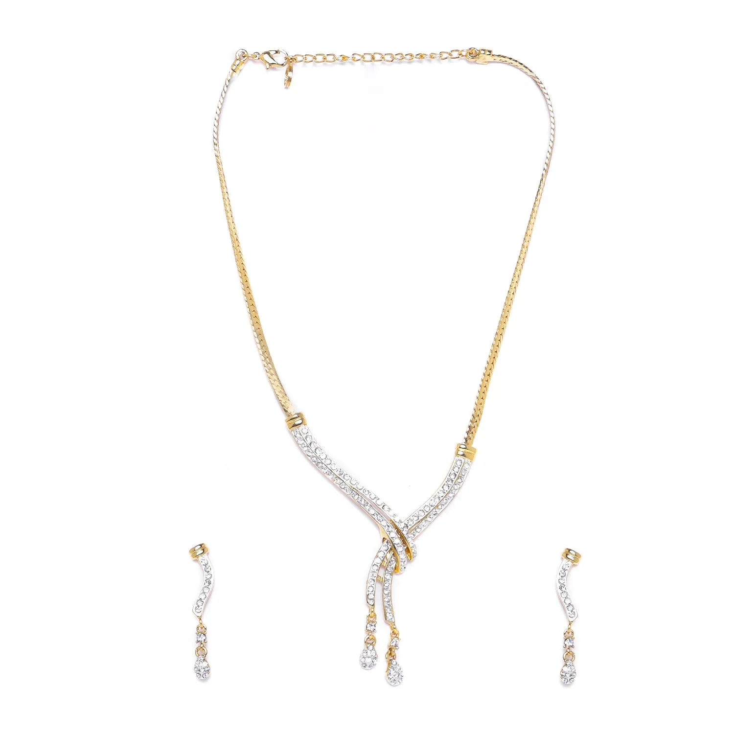 Estele - Stylish Gold and silver plated Classic Medley Necklace Set with Crystals for Women