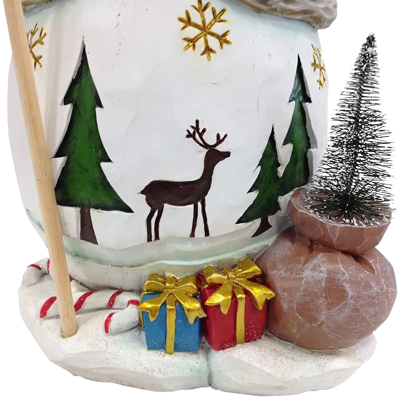 Festive Holiday Snowman Sculpture 20 Inch Hand Painted Keepsake