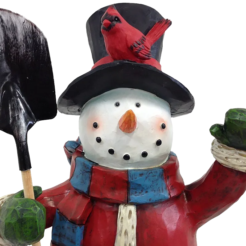 Festive Holiday Snowman Sculpture 20 Inch Hand Painted Keepsake