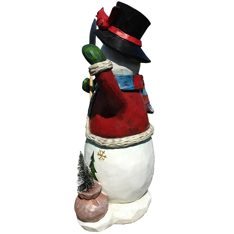 Festive Holiday Snowman Sculpture 20 Inch Hand Painted Keepsake