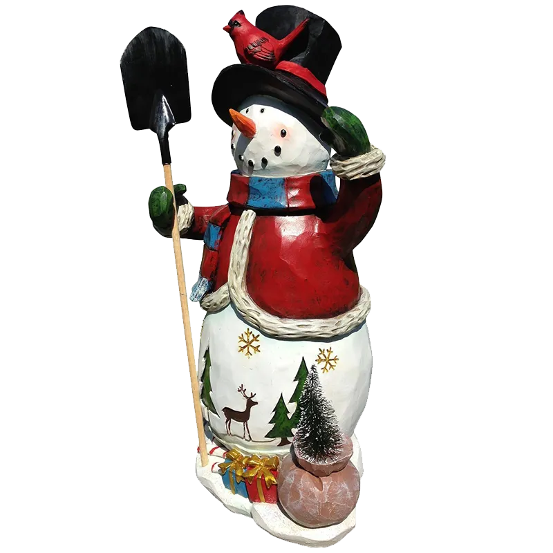 Festive Holiday Snowman Sculpture 20 Inch Hand Painted Keepsake