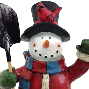 Festive Holiday Snowman Sculpture 20 Inch Hand Painted Keepsake