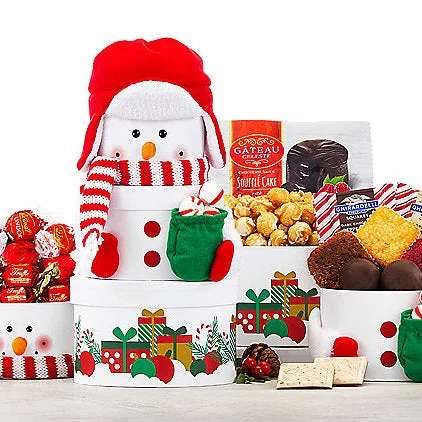 Festive Snowman: Christmas Holiday Gift Tower