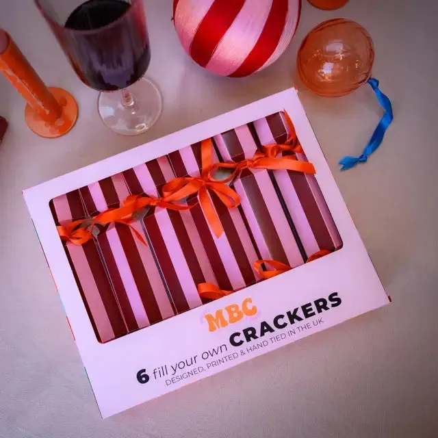 Fill Your Own Christmas Crackers Pink & Maroon Stripe