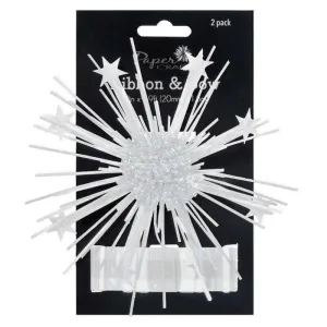 Firework Bow & Ribbon Set - White (2ct)