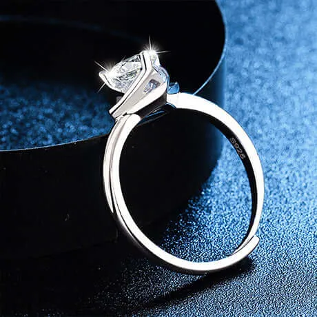 Four Leaf Clover Moissanite Adjustable Open-ended Ring