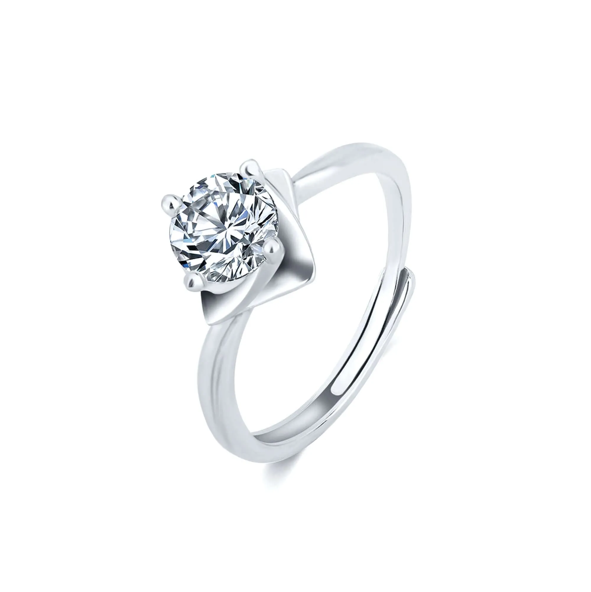 Four Leaf Clover Moissanite Adjustable Open-ended Ring