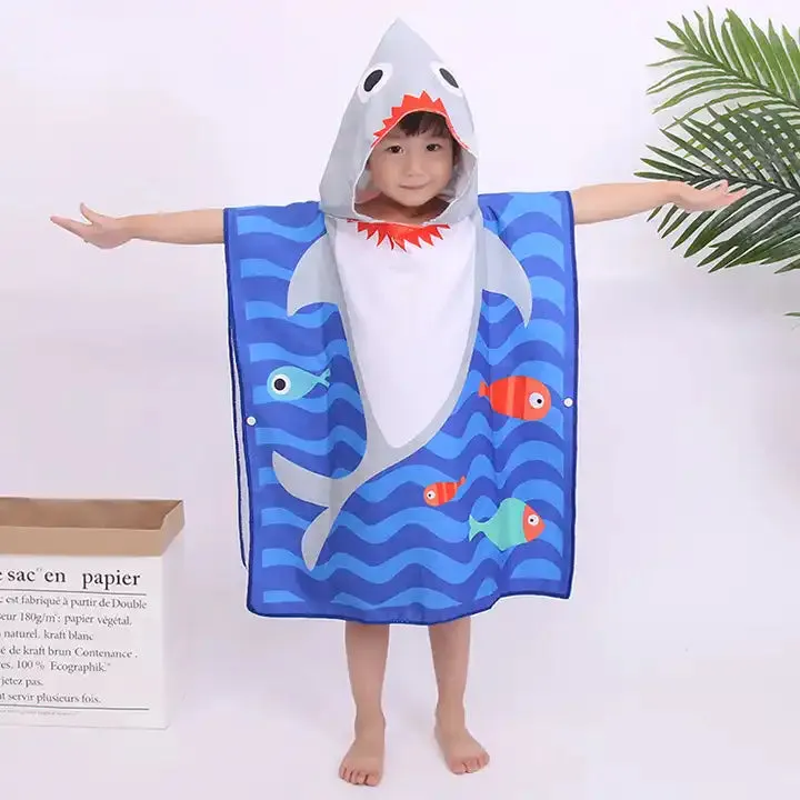 Fun and Playful - Adorable Cartoon Print Hooded Microfiber Baby Bath Towel