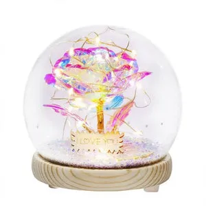 Galaxy-Themed Crystal Ball with Enchanted Red Rose LED Display