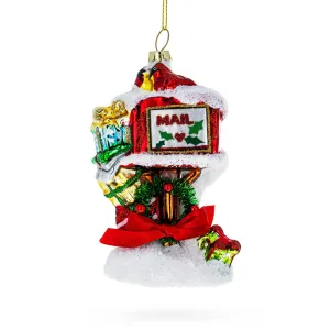 Gifts Galore: Santa's Mailbox With Gifts - Blown Glass Christmas Ornament