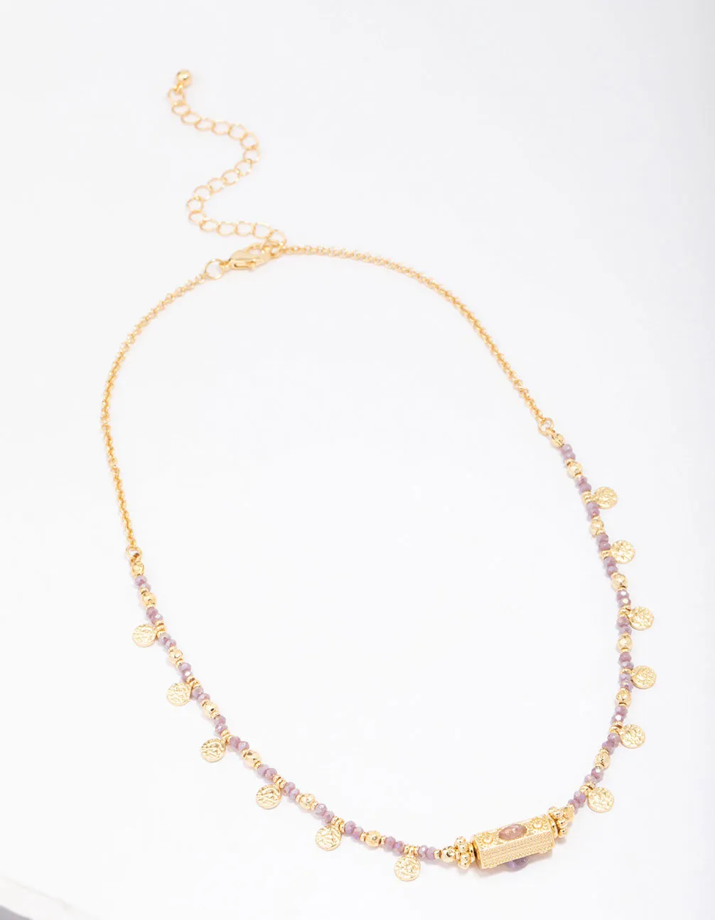 Gold Plated Semi-Precious Barrel Necklace