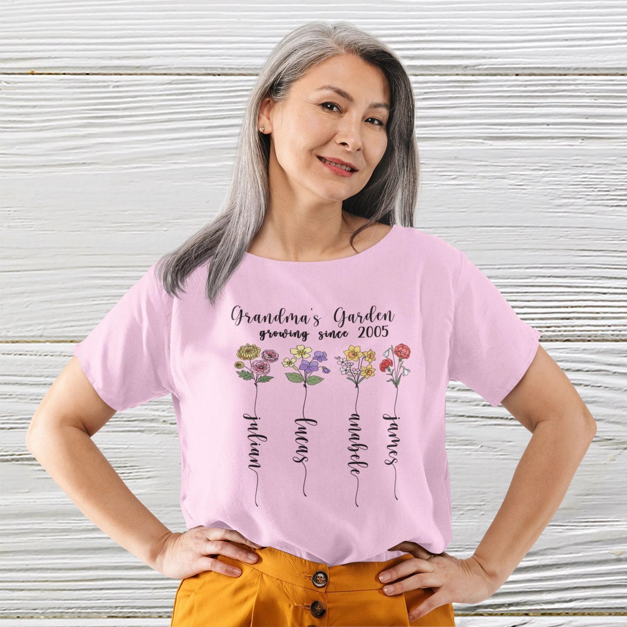 Grandma shirt, Warm Grandma's heart with personalized love! Our Grandma's  garden Shirt with kid's names – a cherished keepsake.