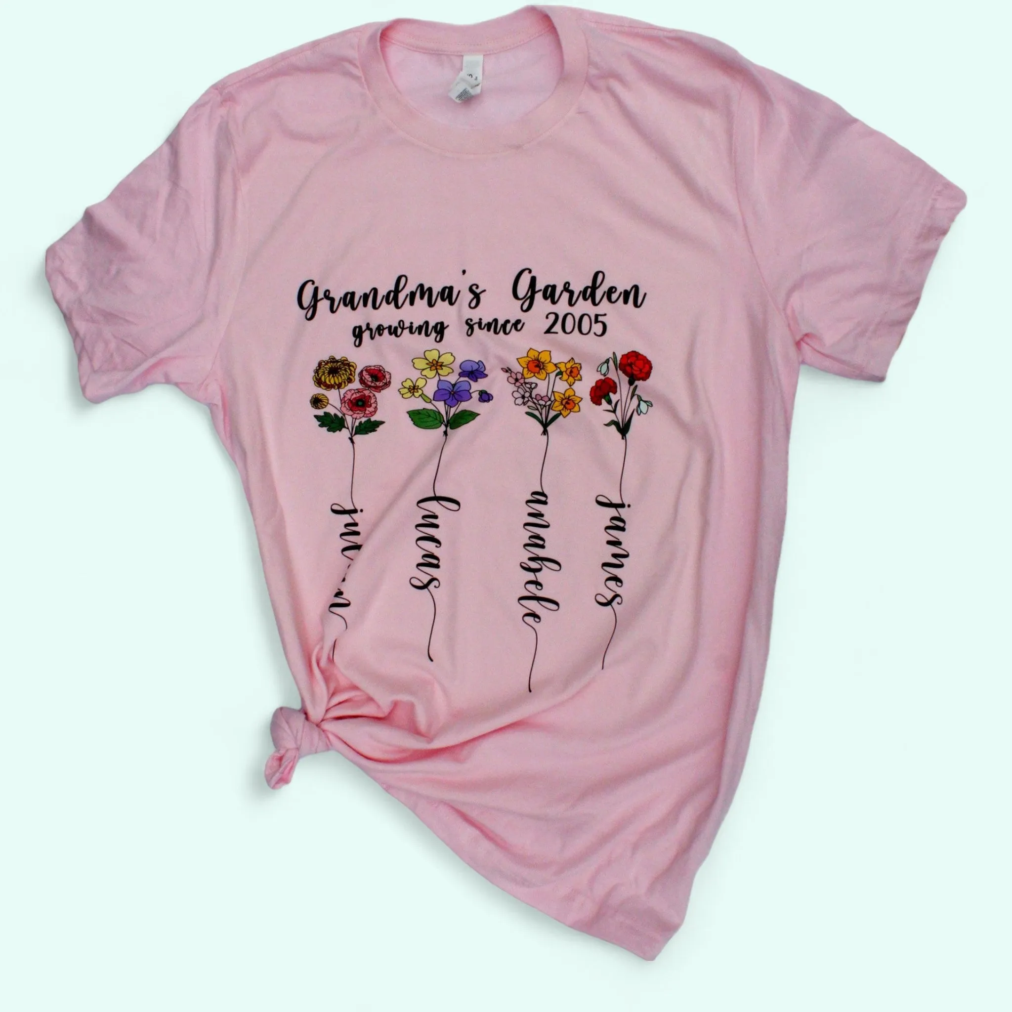 Grandma shirt, Warm Grandma's heart with personalized love! Our Grandma's  garden Shirt with kid's names – a cherished keepsake.