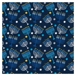 Hanukkah Gift Wrap with Menorahs