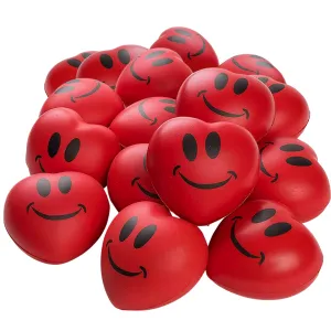 Heart Stress Balls - Valentines Day Red Hearts 3" Smile Face Squeeze Stress