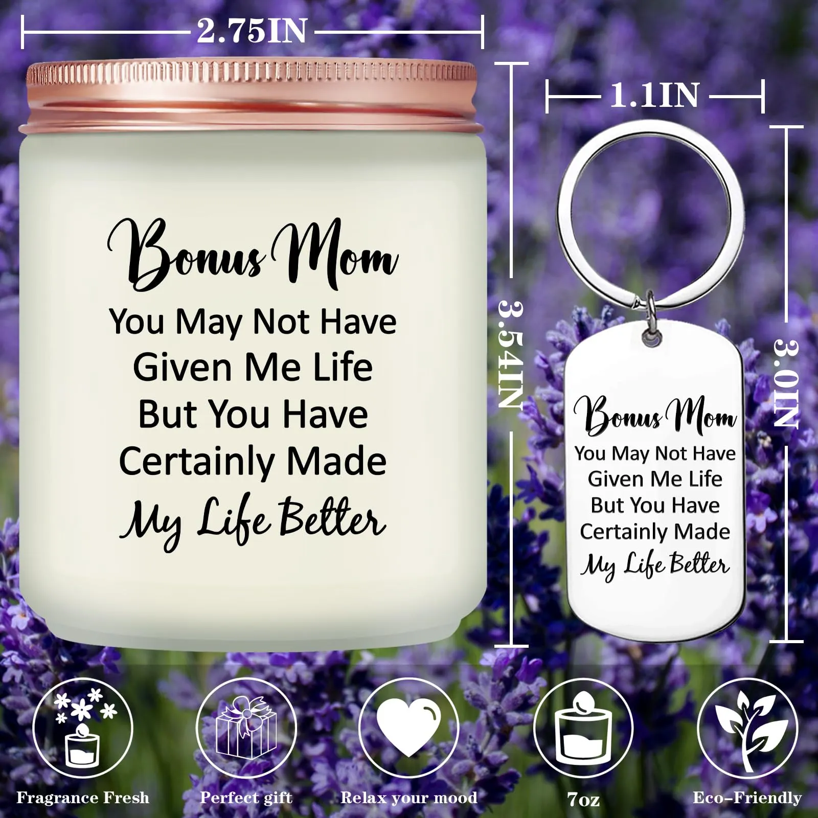 KOYFOYO Bonus Mom Mothers Day Gifts - Bonus Mom Gifts from Daughter - Christmas Birthday Gifts for Bonus Mom from Son - Bonus Mom Candle Gifts for Stepmom