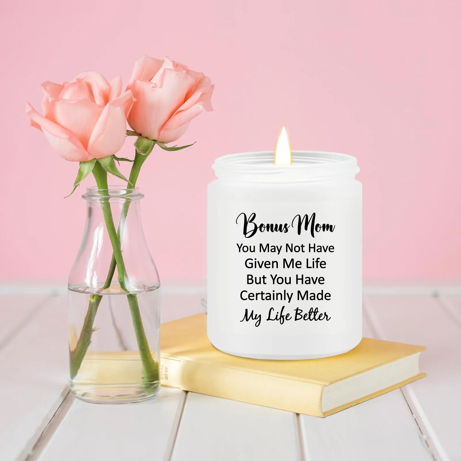 KOYFOYO Bonus Mom Mothers Day Gifts - Bonus Mom Gifts from Daughter - Christmas Birthday Gifts for Bonus Mom from Son - Bonus Mom Candle Gifts for Stepmom