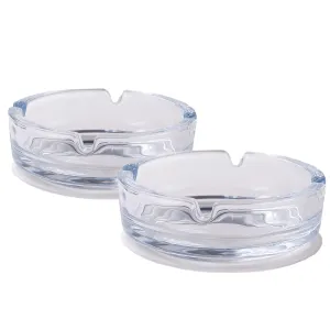 Kuber Industries Decorative Ash tray Stylish|Round Shape Pack of 2 (Transparent)