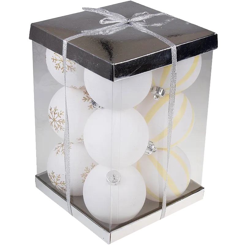 Large White Shatterproof Christmas Ornaments - 12 Pack Variety Bundle