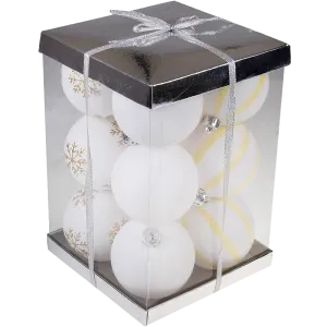 Large White Shatterproof Christmas Ornaments - 12 Pack Variety Bundle