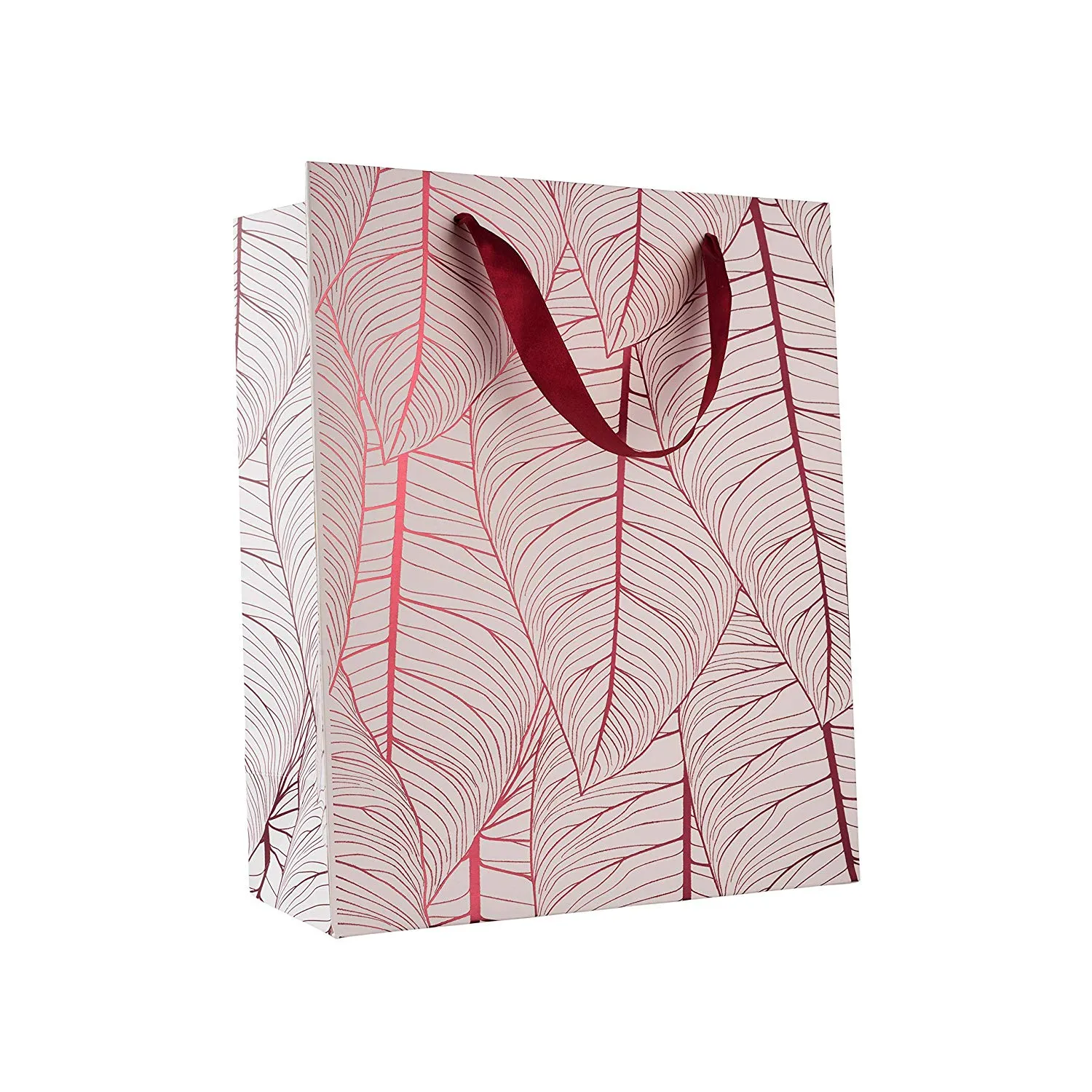 Leaf Design Maroon Gift Bags 12 Pack 12.5"x10.25"x4.75"