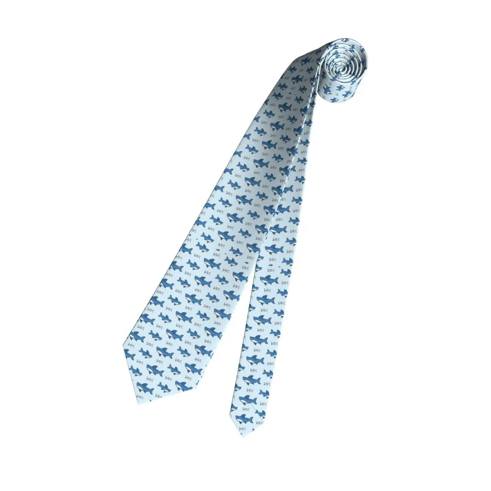 Light Blue Tie: Shark Pattern