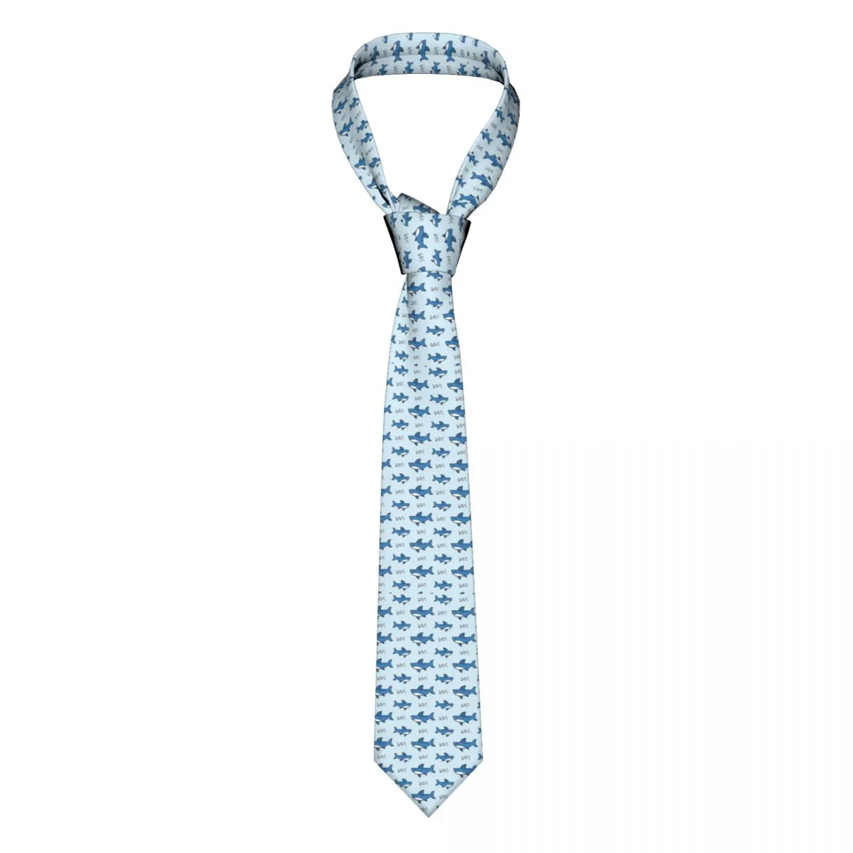 Light Blue Tie: Shark Pattern