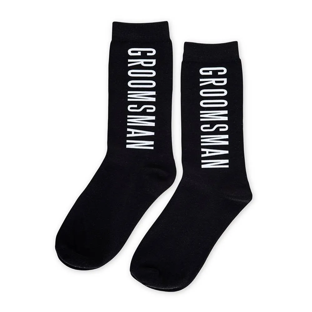 Men’s Black Wedding Party Dress Socks - Groomsman