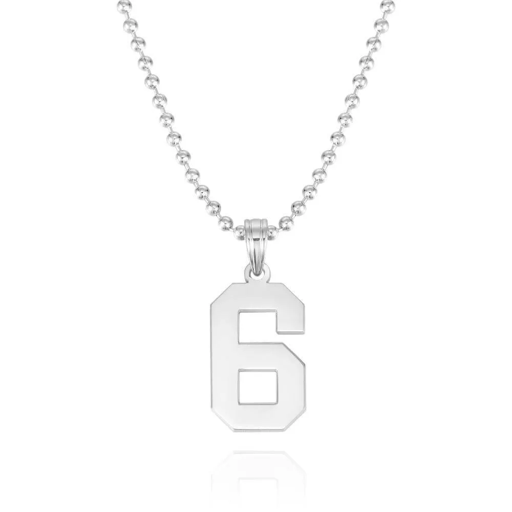 Men's Sterling Silver Custom Sports Football Number Pendant Necklace