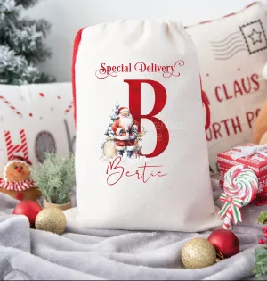 Personalised LARGE Christmas Eve Sack, 50 x 70cm. Santa Alphabet