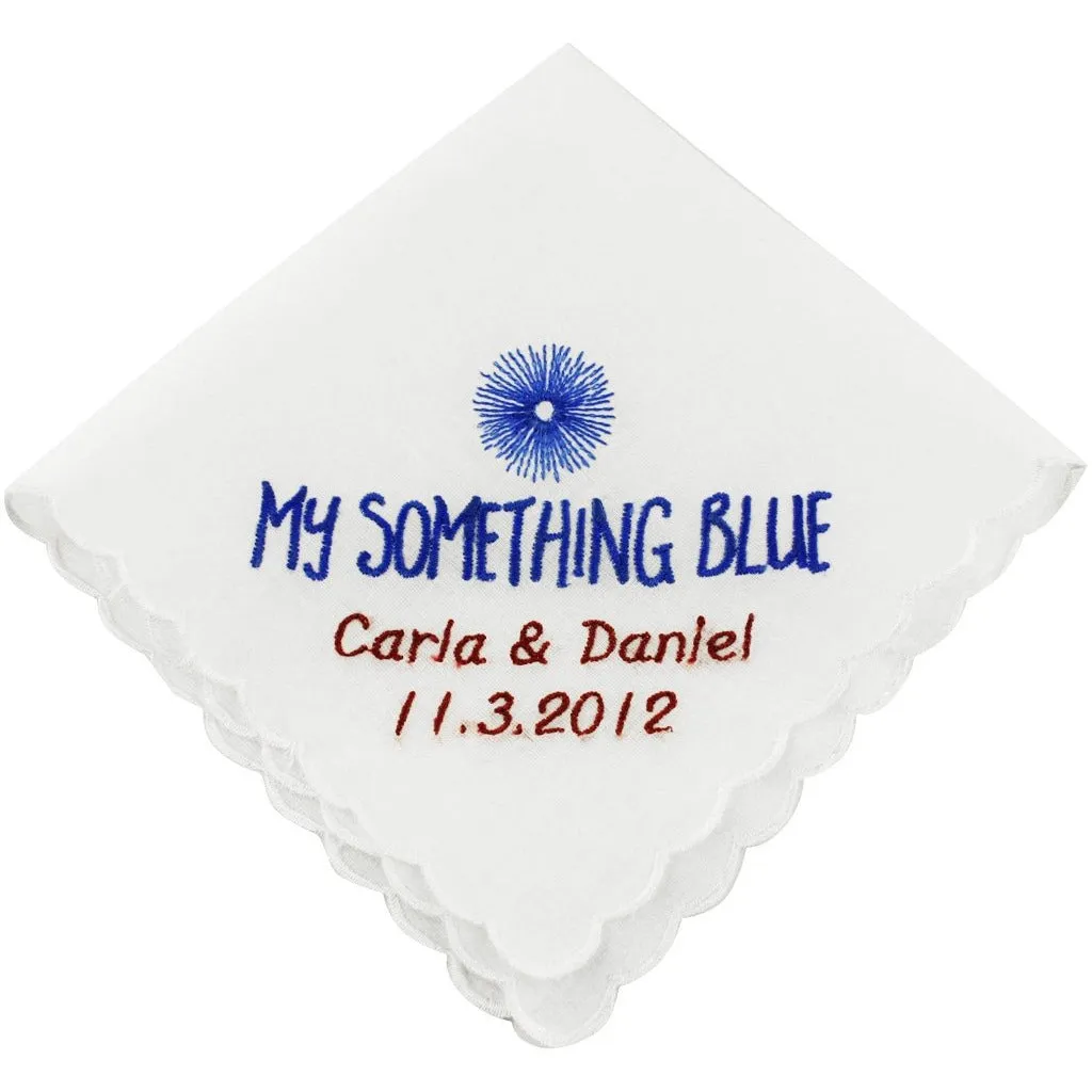 Personalized My Something Blue Wedding Handkerchief