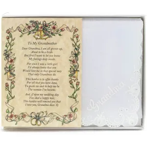 Personalized Poetry Hankie for Grandmother from Bride Wedding Handkerchief