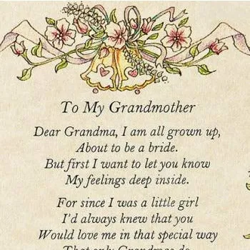 Personalized Poetry Hankie for Grandmother from Bride Wedding Handkerchief