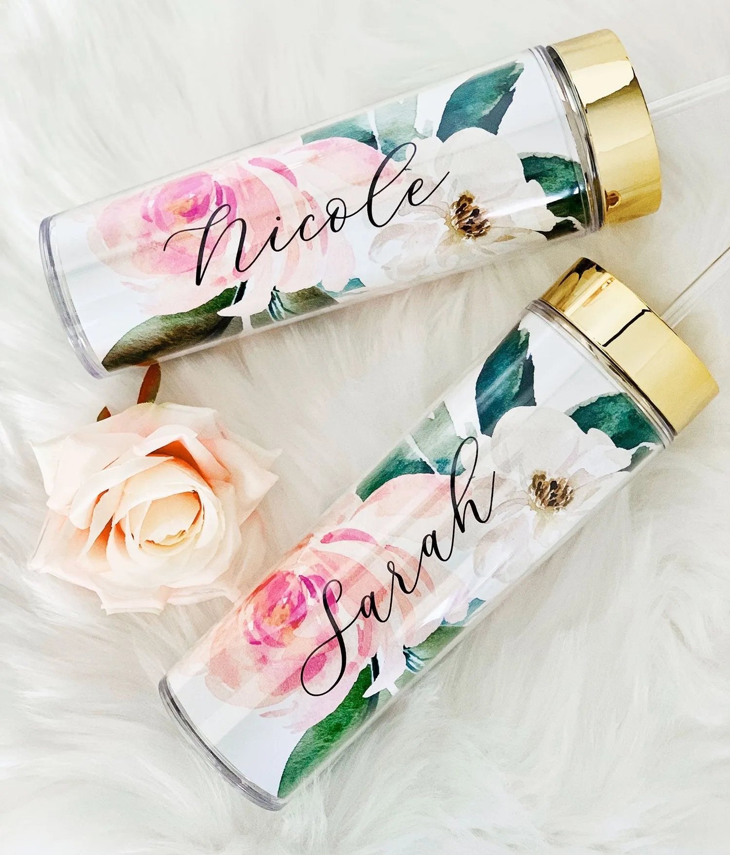 Personalized Spring Floral Tall Tumblers